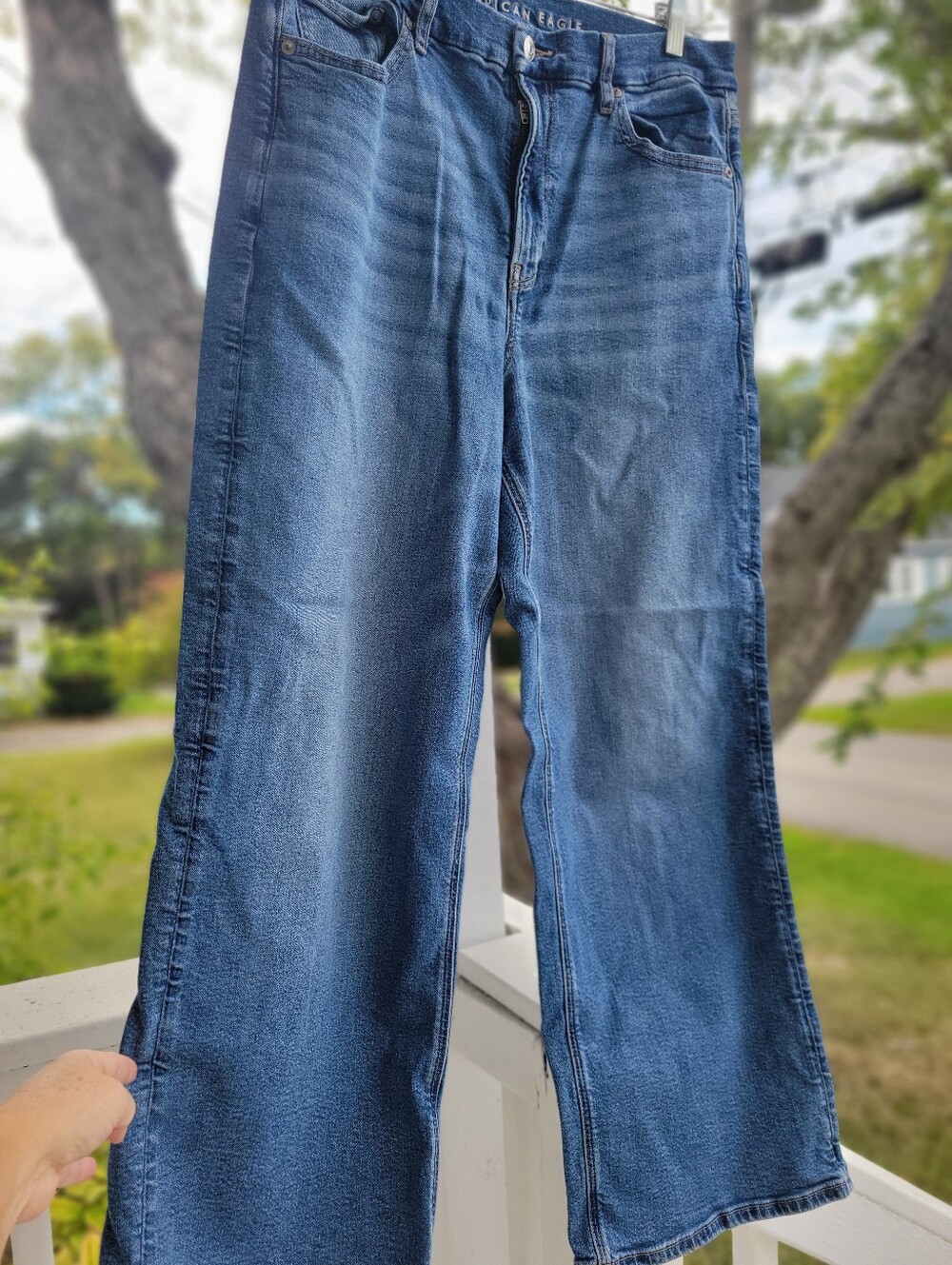 AMERICAN EAGLE, Womens, 14 SHORT, super Highrise, Baggy Straight